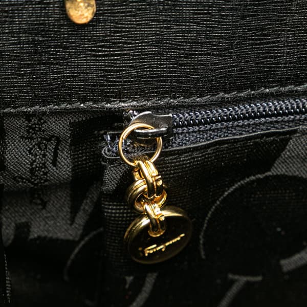 Pre-owned Ferragamo Leather Turnlock Chain Crossbody Black