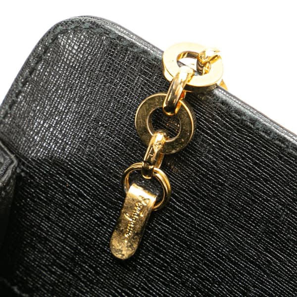 Pre-owned Ferragamo Leather Turnlock Chain Crossbody Black