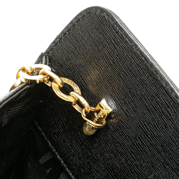 Pre-owned Ferragamo Leather Turnlock Chain Crossbody Black