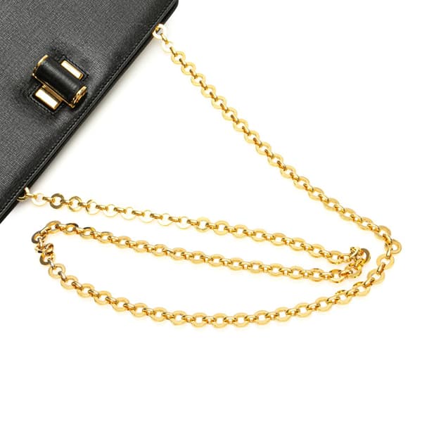 Pre-owned Ferragamo Leather Turnlock Chain Crossbody Black