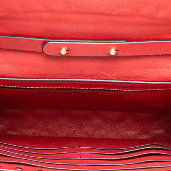 Pre-owned Valentino Leather Rockstud Spike Wallet on Chain Red