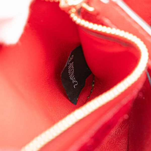 Pre-owned Valentino Leather Rockstud Spike Wallet on Chain Red