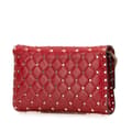 Miniatyrbild 2 av 10: Pre-owned Valentino Leather Rockstud Spike Wallet on Chain Red