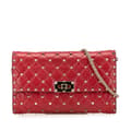 Miniatyrbild 1 av 10: Pre-owned Valentino Leather Rockstud Spike Wallet on Chain Red