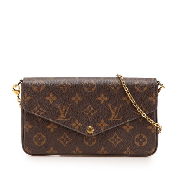 Pre-owned Louis Vuitton Monogram Pochette Felicie Brown