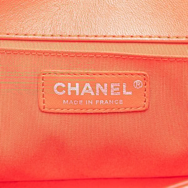 Pre-owned Chanel Old Medium Bicolor Quilted Lambskin and Rubber Boy Flap Red