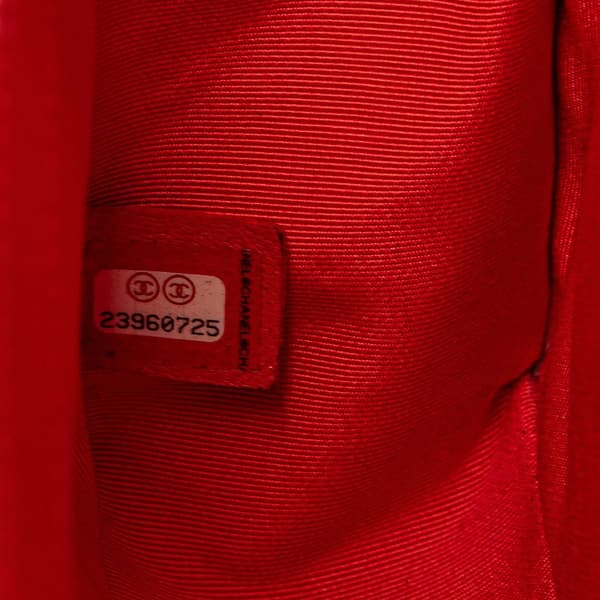 Pre-owned Chanel Old Medium Bicolor Quilted Lambskin and Rubber Boy Flap Red