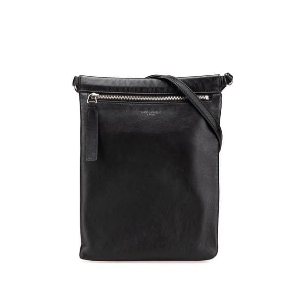 Pre-owned Saint Laurent Antiqued Lambskin Sid Flat Crossbody Black