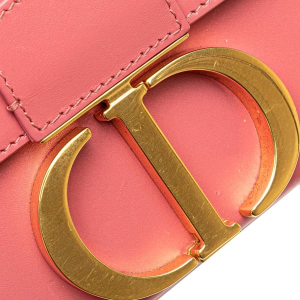 Pre-owned Dior Micro Smooth Calfskin 30 Montaigne Flap Pink