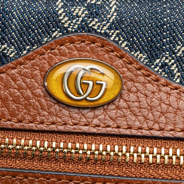 Pre-owned Gucci Mini GG Denim Ophidia Crossbody Blue