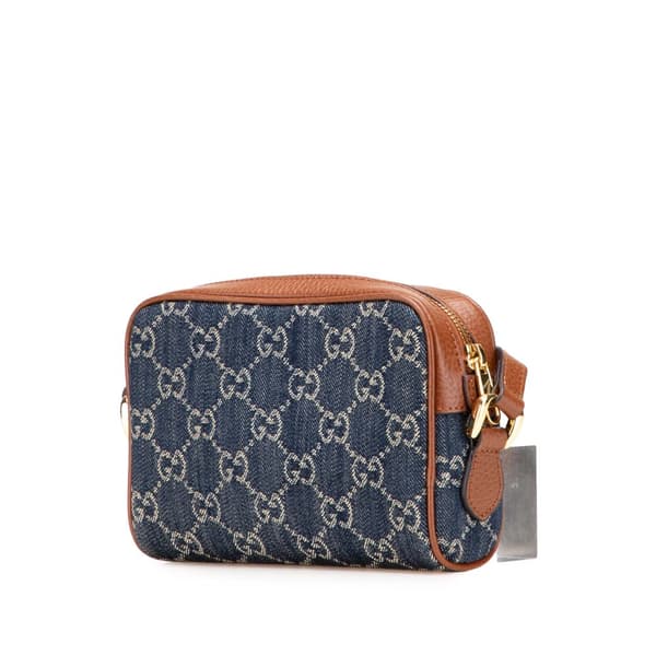 Pre-owned Gucci Mini GG Denim Ophidia Crossbody Blue