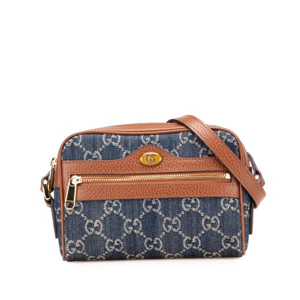 Pre-owned Gucci Mini GG Denim Ophidia Crossbody Blue