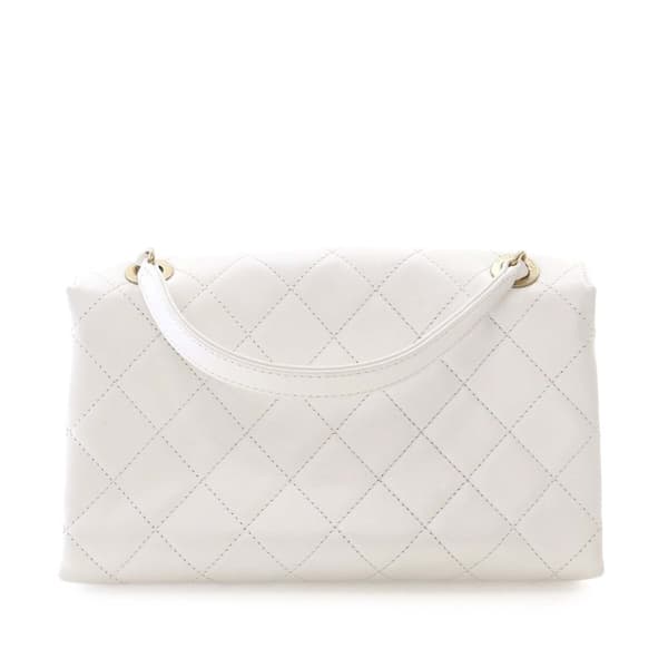 Pre-owned Chanel Medium Quilted Calfskin Enchained Flap White