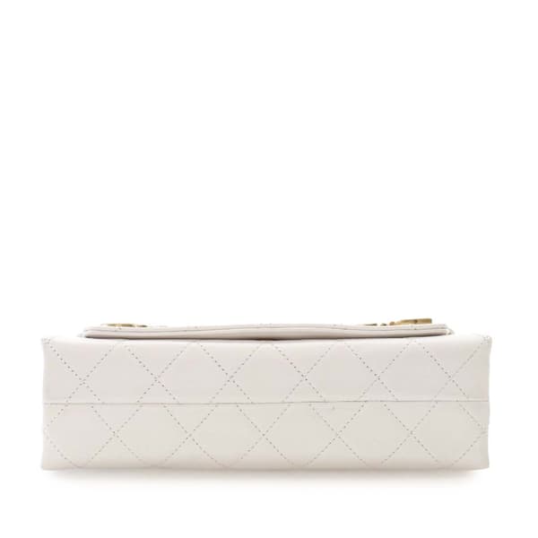 Pre-owned Chanel Medium Quilted Calfskin Enchained Flap White