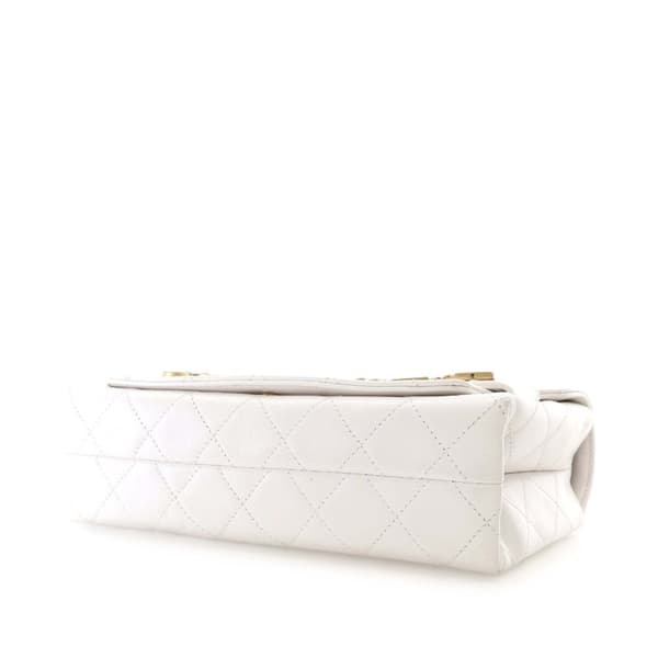 Pre-owned Chanel Medium Quilted Calfskin Enchained Flap White