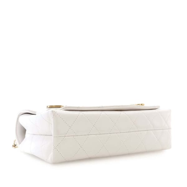 Pre-owned Chanel Medium Quilted Calfskin Enchained Flap White