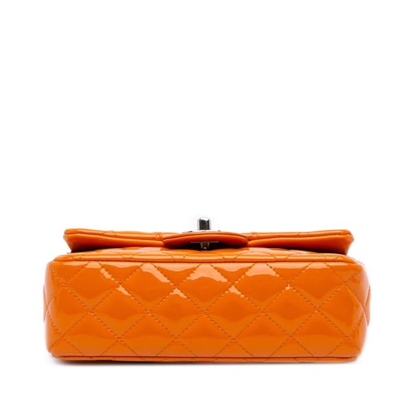 Pre-owned Chanel Mini Rectangular Classic Patent Single Flap Orange