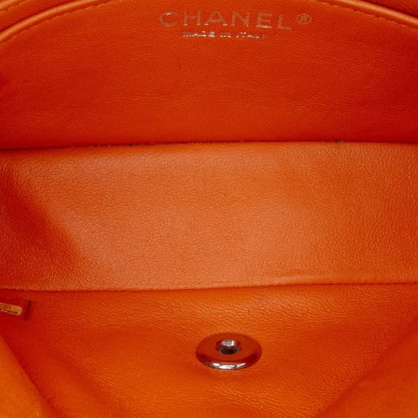 Pre-owned Chanel Mini Rectangular Classic Patent Single Flap Orange