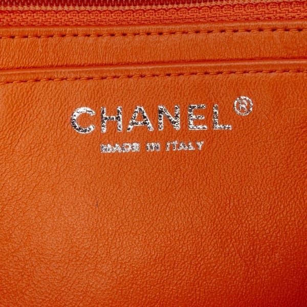 Pre-owned Chanel Mini Rectangular Classic Patent Single Flap Orange