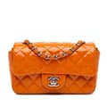 Miniatyrbild 1 av 9: Pre-owned Chanel Mini Rectangular Classic Patent Single Flap Orange