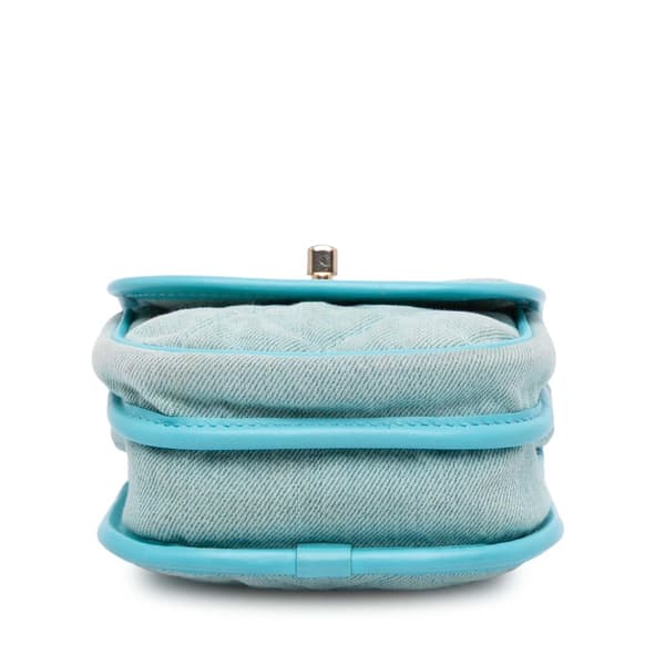 Pre-owned Chanel Mini CC Quilted Denim Crossbody Blue