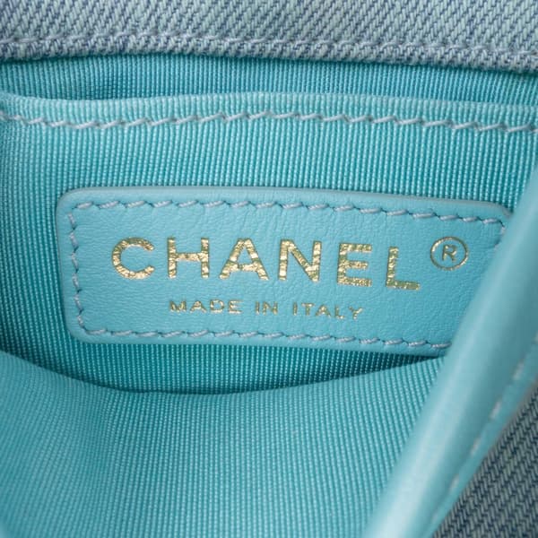 Pre-owned Chanel Mini CC Quilted Denim Crossbody Blue