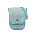 Miniatyrbild 1 av 10: Pre-owned Chanel Mini CC Quilted Denim Crossbody Blue