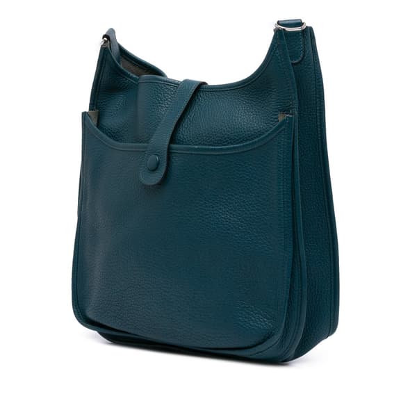 Pre-owned Hermès Clemence Evelyne III 29 Blue
