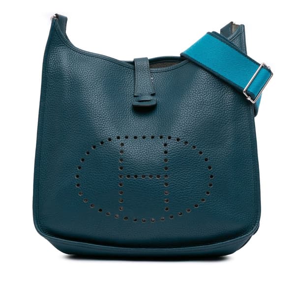 Pre-owned Hermès Clemence Evelyne III 29 Blue