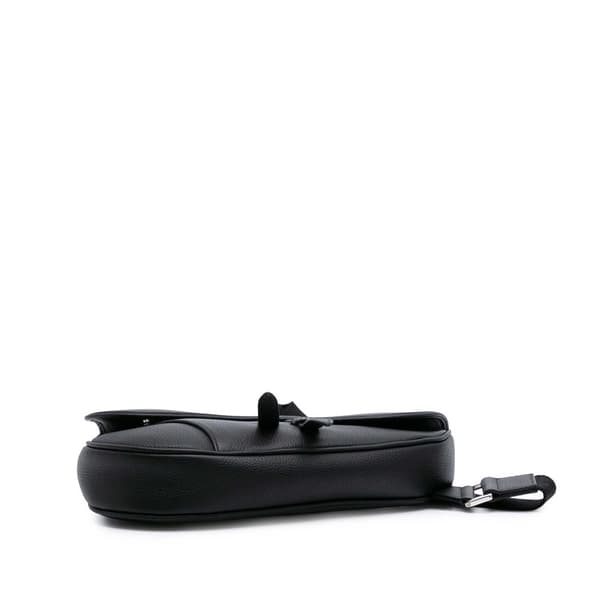 Pre-owned Dior Grained Calfskin Saddle Bag Black