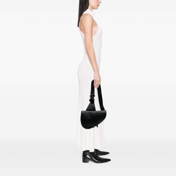 Pre-owned Dior Grained Calfskin Saddle Bag Black