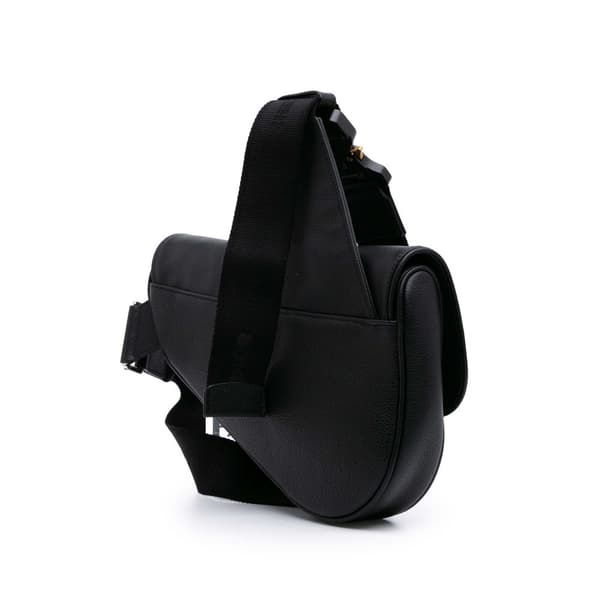 Pre-owned Dior Grained Calfskin Saddle Bag Black