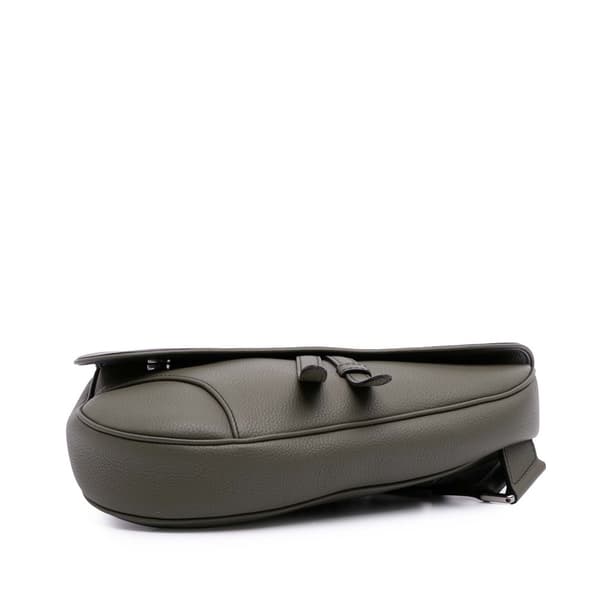 Pre-owned Dior Grained Calfskin Saddle Bag Gray