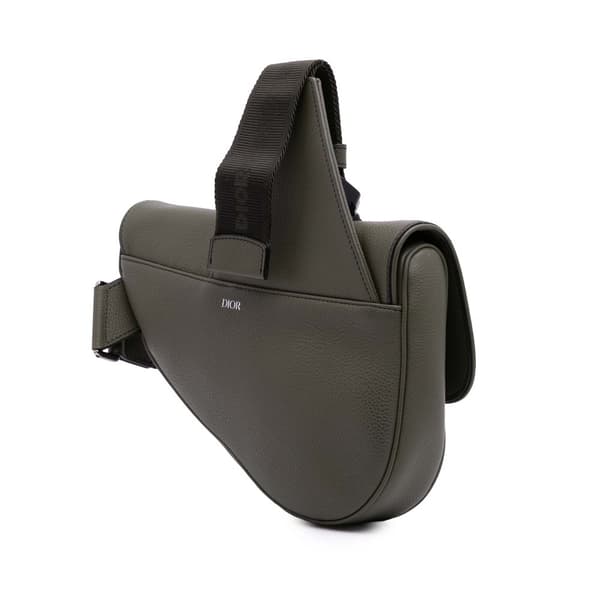 Pre-owned Dior Grained Calfskin Saddle Bag Gray