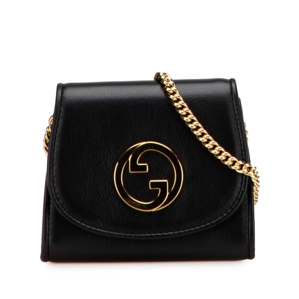Pre-owned Gucci Medium Calfskin Blondie Wallet on Chain Black