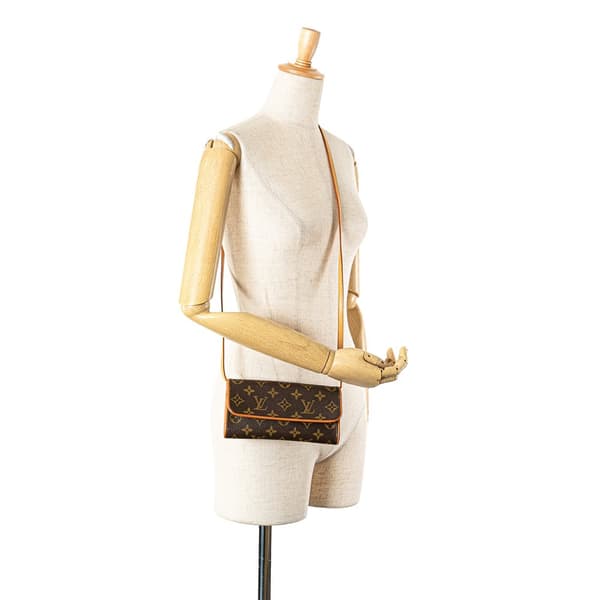Pre-owned Louis Vuitton Monogram Pochette Twin PM Brown