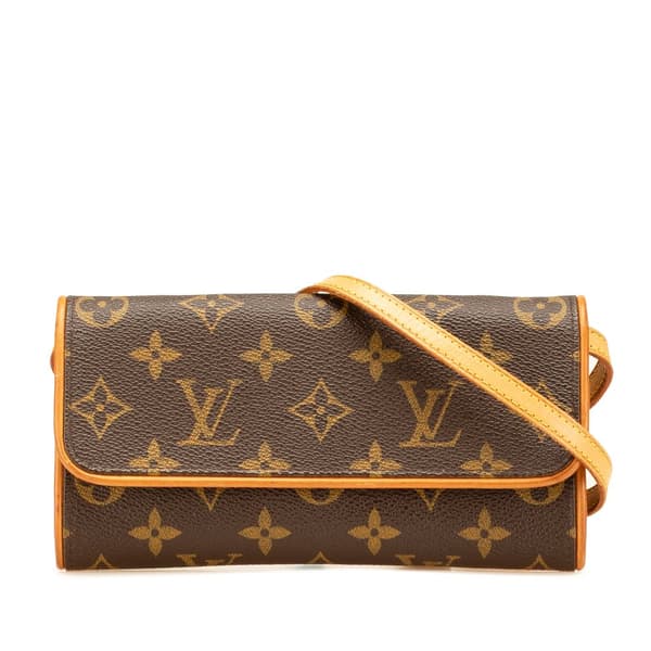 Pre-owned Louis Vuitton Monogram Pochette Twin PM Brown