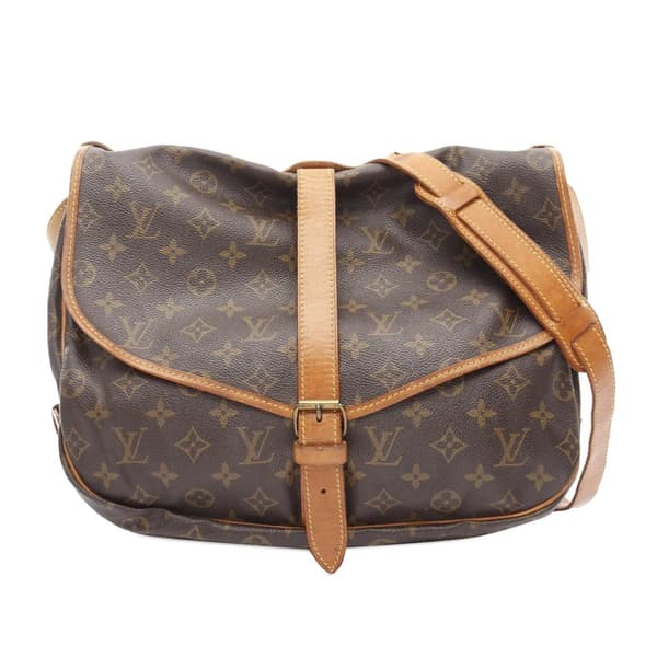 Pre-owned Louis Vuitton Monogram Saumur 35 Brown