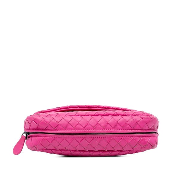 Pre-owned Bottega Veneta Small Calfskin Intrecciomirage Embossed Butterfly Chain Crossbody Pink