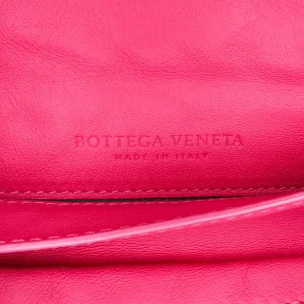 Pre-owned Bottega Veneta Small Calfskin Intrecciomirage Embossed Butterfly Chain Crossbody Pink