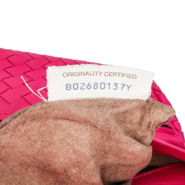 Pre-owned Bottega Veneta Small Calfskin Intrecciomirage Embossed Butterfly Chain Crossbody Pink