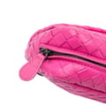 Miniatyrbild 10 av 10: Pre-owned Bottega Veneta Small Calfskin Intrecciomirage Embossed Butterfly Chain Crossbody Pink