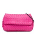 Miniatyrbild 1 av 10: Pre-owned Bottega Veneta Small Calfskin Intrecciomirage Embossed Butterfly Chain Crossbody Pink