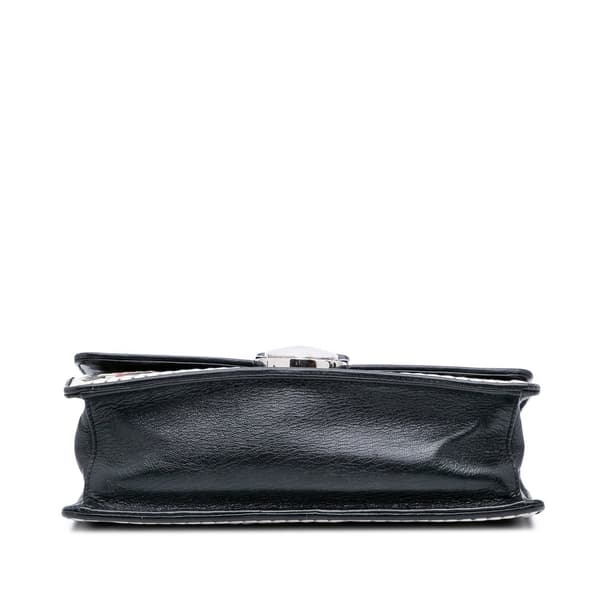 Pre-owned Prada Woven Madras Chain Flap Black