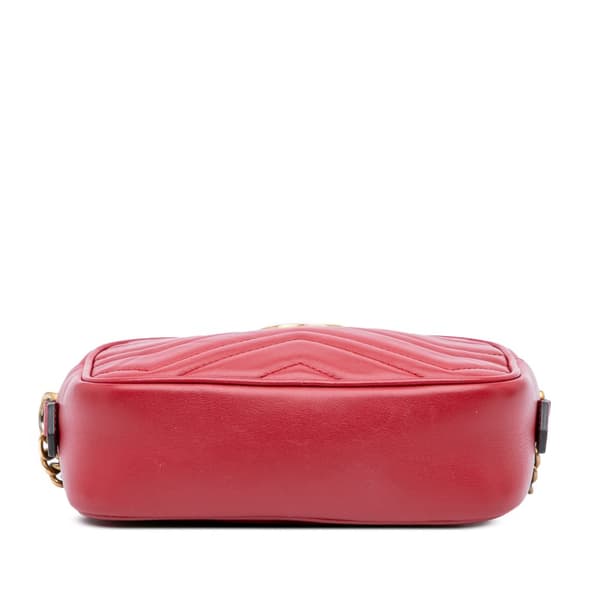 Pre-owned Gucci Mini GG Marmont Matelasse Leather Crossbody Red