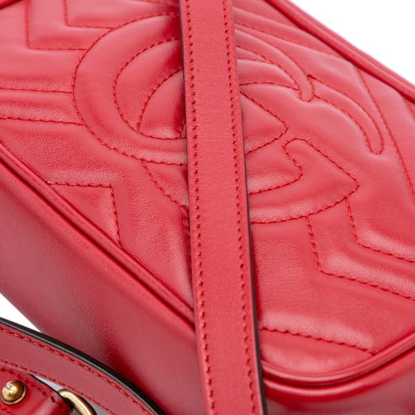 Pre-owned Gucci Mini GG Marmont Matelasse Leather Crossbody Red