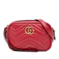 Miniatyrbild 1 av 10: Pre-owned Gucci Mini GG Marmont Matelasse Leather Crossbody Red