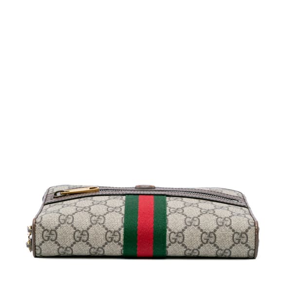 Pre-owned Gucci GG Supreme Ophidia Wallet On Chain Brown