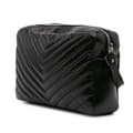 Miniatyrbild 2 av 10: Pre-owned Saint Laurent Cracked Shiny Calfskin Matelasse Tassel Monogram Lou Camera Bag Black