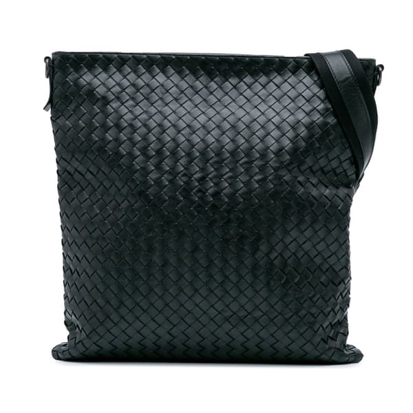 Pre-owned Bottega Veneta Leather Intrecciato Crossbody Black
